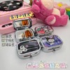 Cute Mini Portable Kitty Tin Case Travel Pill Box with Cartoon Compartments - Moisture-proof & Waterproof With Hole + Magic Kuromi [Silver] 3ea