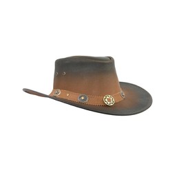 Black Jungle Leather Hat Texan Stonewash Cowboy Hat Western Hat, Stonewash, L