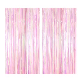 CWPFVQA Pack of 2 Rainbow Foil Tassels, Colourful Tinsel Tassels, Rainbow Tinsel Curtain Decorations, Pink Tassel Decorations, Suitable for Birthdays, Parties, Proms
