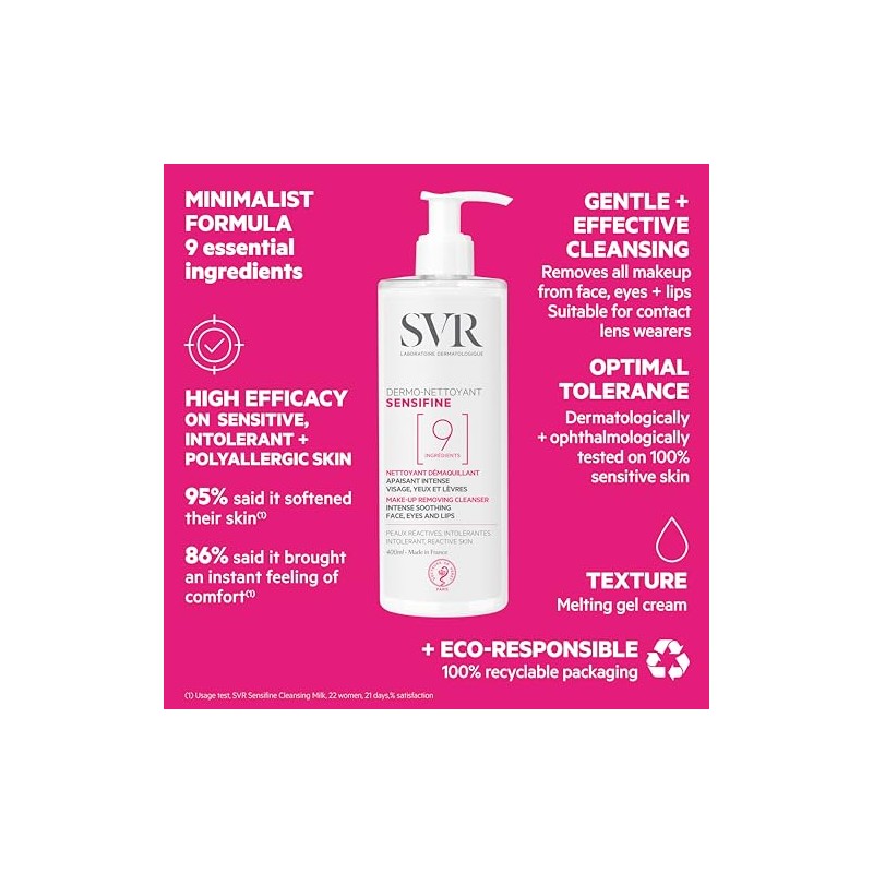 SVR Sensifine Dermolimpiador Facial para Piel Sensible con Niacinamida, 400