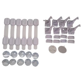 Atomic Angel Toddler Safety Kit, 26 Pieces, Cabinet Locks, Corner Guards, UK Socket Covers, White