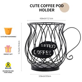 Deamos Coffee Pod Organizer,Coffee Pod Holder,Large Capacity Coffee Pod Storage Cup,Coffee Bar Accessories,Metal Coffee Capsule Storage Basket for Kitchen and Office (Klein mit Schwarz)