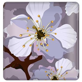 WTC7092W Flower Floral 138 Outlet Plate, Outlet Cover, Switch Plate, Stylish Design, Room Change, Cosmo Series Wide 21 Compatible, 2 Row Cover Plate
