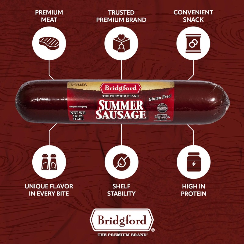 Bridgford Summer Sausage 16 oz Pack of 3 - Gluten-Free