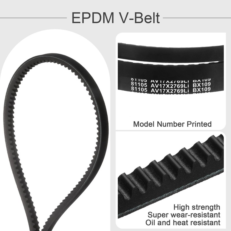 sourcing map BX109 EPDM V-Belt, Raw Edge Cogged Industrial Rubber
