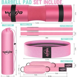 WALITO 8Pcs Barbell Pad Set for Hip Thrust - Squat Pad,Gym Accessories for Women with Bar Bad,Bench Press, with Gym Ankle Straps,Resistance Bands for Working Out,Lifting Strap,Carry Bag