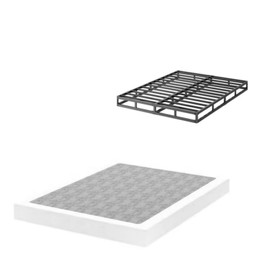 RLDVAY Queen-Box-Spring, 4 Inch Queen Size Box Spring, Heavy Duty Mattress Foundation, Metal Box Spring with Fabric Cover Set, Easy Assembly, Squeak Resistant