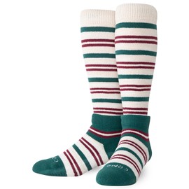 Comrad CozyGrip Slipper Socks - 10-15mmHg Graduated Compression Socks, (Sand/Green/Red, Extra Small) - Dual-Layer Knee High Socks with Anti-Slip Grips for All-Day Wear & Around-the-House Comfort