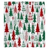 UPUMKSK Christmas Tree Shower Curtain Red Green Xmas Tree Snowflake
