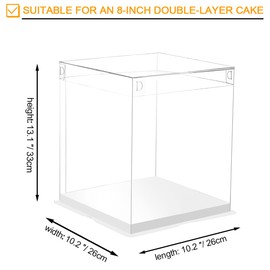 Cashger 8 Pcs 10x10x12Inch Clear Cake Box with Ribbon, PET Tall Cake Boxes, Clear Gift Boxes for 8 Inch Cake, Bakery Transport Container, Transparent Display Box for Birthday Wedding Party
