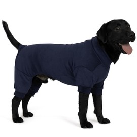 cyeollo Dog Pajamas Thermal Dog Onesie Fleece Dog Pjs Jumpsuit Stretchable Warm Dog Pajamas for Medium to Large Sized Dogs Girl Boy, Color Navy