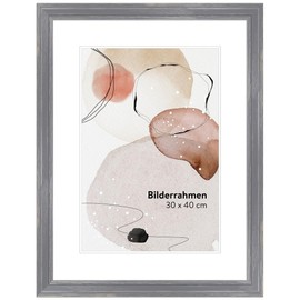 WANDStyle H470 Grey Grained Wooden Picture Frame in Country House Style for Hanging Photo Frame Made in Germany