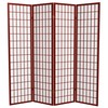 Red Lantern 6 ft. Tall Window Pane Shoji Screen-Rosewood-4 Panels