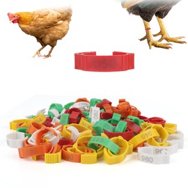 100pcs Chicken Leg Bands, Durable Poultry Leg Rings Numbered Identification Tags Adjustable Chicken Bracelets for Hens Ducks Geese Turkeys Coop Accessories for Easy Farm Management (5 Colors)