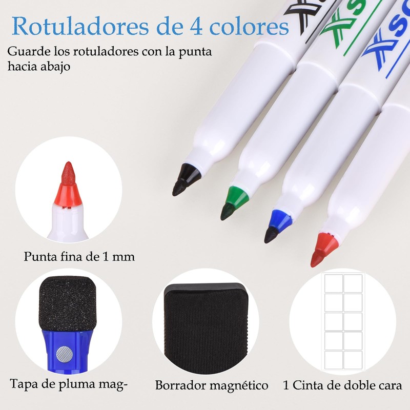 POPRUN Pizarra Calendario Magnetico Nevera 42 x 28 cm -