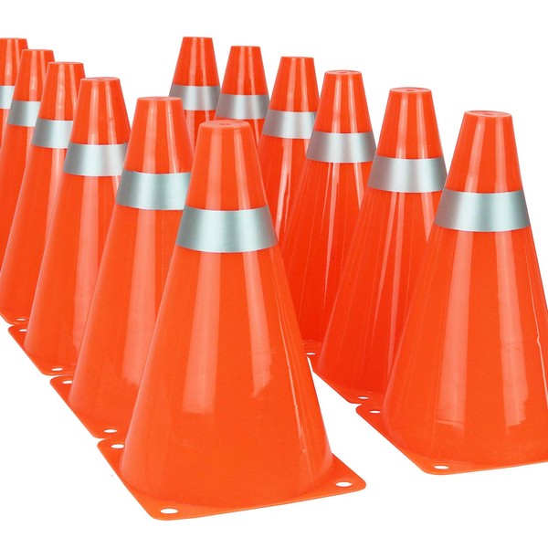7 Inch Traffic Cones Sports Soccer Drills Agility Training Orange Cones for Kids (Set of 12)