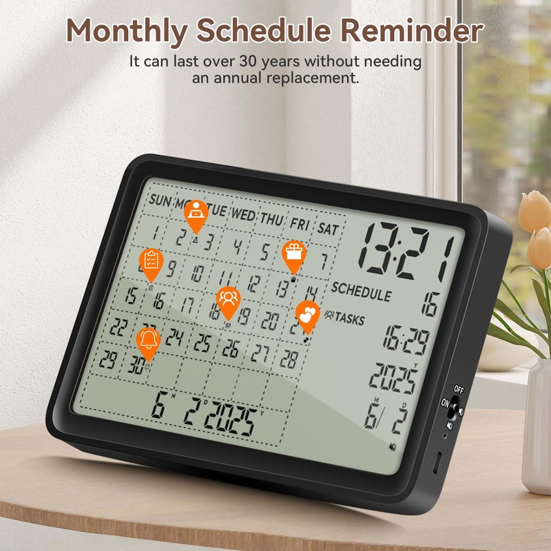 Digital Calendar, Digital Desk Planner with Schedule Reminder Clock with