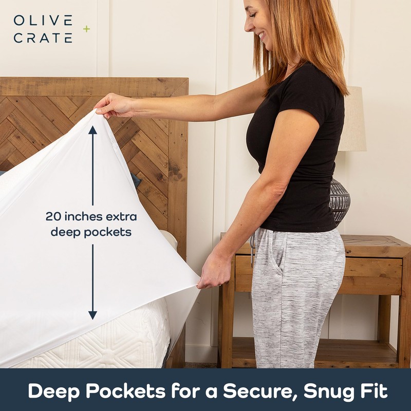 Olive + Crate 100% Viscose Bamboo Mattress Protector - Eco-Conscious