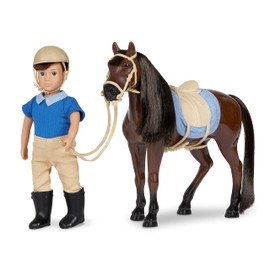 Lori – Brian & Barnaby – Mini Boy Doll & Toy Horse – 6-Inch Doll & Dark Bay Thoroughbred Horse – Set with Clothes, Animal & Accessories – Playset for Kids – 3+ Years