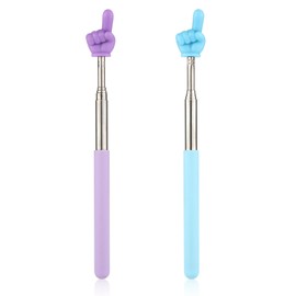 2pcs Retractable Teachers Pointer Sticks, Telescopic Finger Teachers Pointer for Classroom Presentation Whiteboard Extendable Hand Pointing Stick for Teachers Speakers (Blue, Purple)