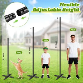 Backyard Tetherball Set with Ball & Rope, Adjustable Tetherball Set, Traditional Tetherball Equipment for Playing Outdoor, Lawn, Sand (Black)
