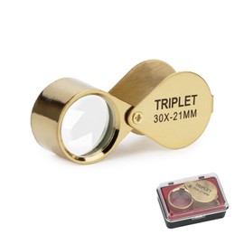 Rongon 30X Mini Folding Magnifier Jeweler Eye Loupe Jewelry Portable Magnifying Glass Pocket Handheld Tools for Watch Making, Jewelers, Stamp Collectors, Antiques (30X-21MM)