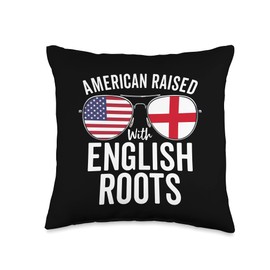 American Raised With English Roots USA England Flag Throw Pillow