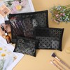 Ymapinc 3pcs Heart Printed Mesh Makeup Bag Set Portable Travel