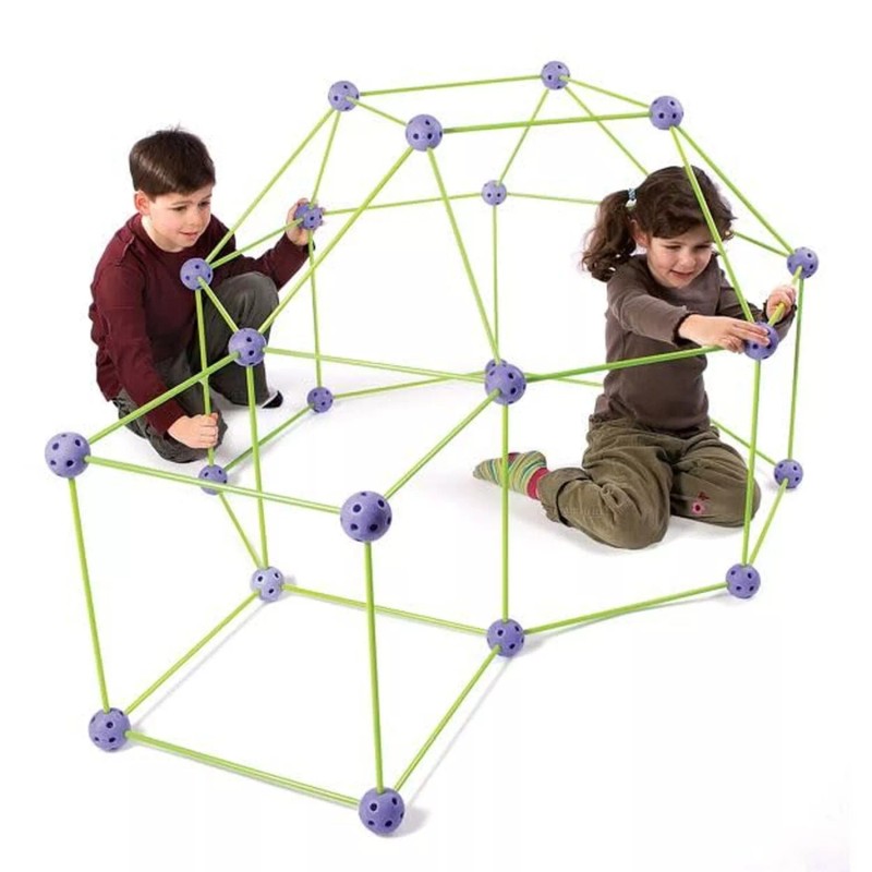 Crazy Forts! 69 Piece Buildable Indoor/Outdoor Play Fort Playset, DIY,