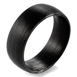 SHARDON Men's 8mm Domed Pure Carbon Fiber Wedding Ring, 12, Carbon Fiber
