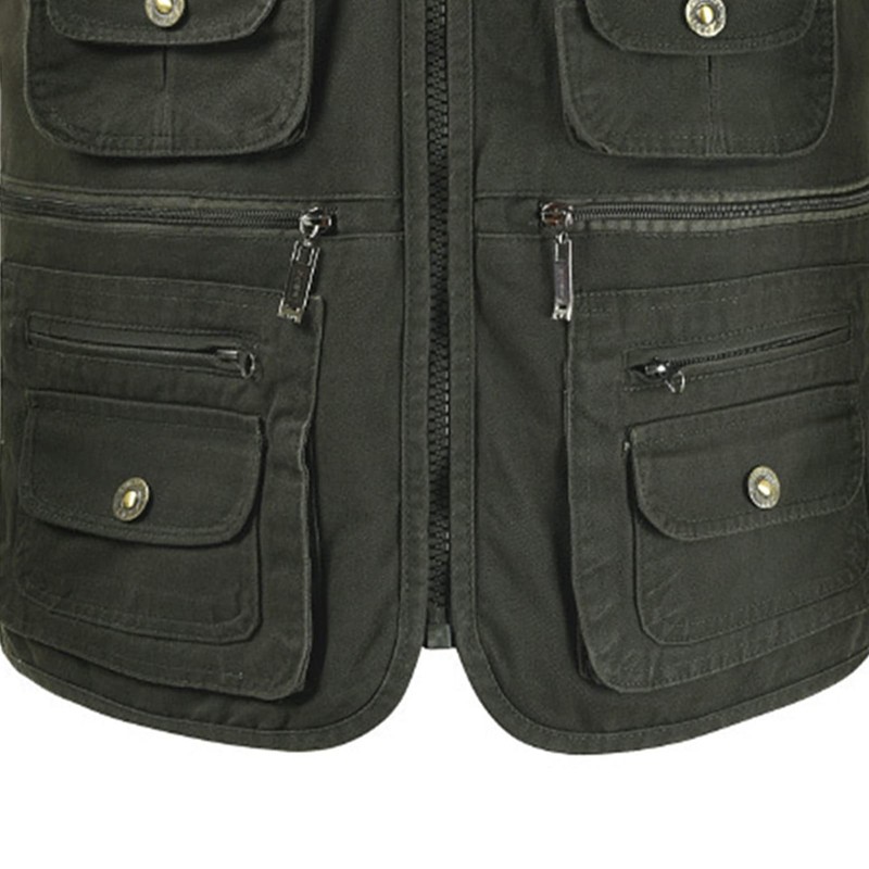 Cargo Vest, Soft and Breathable Multi-Pocket Cotton Camera Vest for
