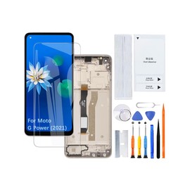 Display Screen for Moto G Power (2021) XT2117 LCD Screen Replacement Assembly Kit(Silvery with Frame)