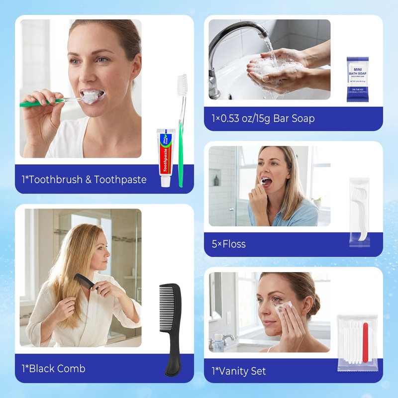 10 Sets Personal Hygiene Kit Bulk,Green 9-in-1 Travel Size
