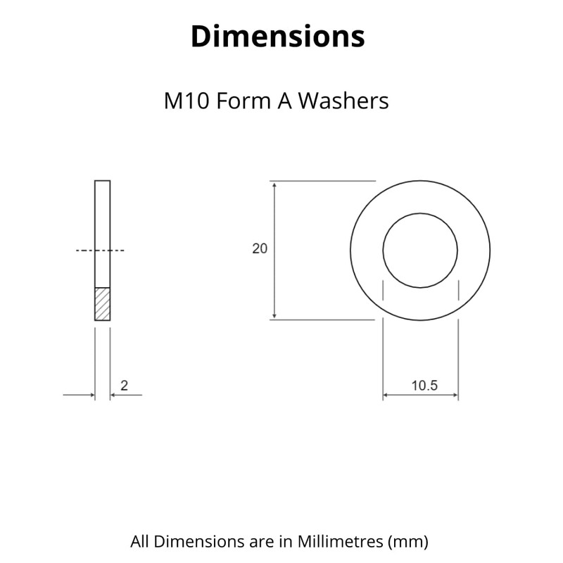 M10 (10mm) Form A Washer Set (Flat Washer) Steel -