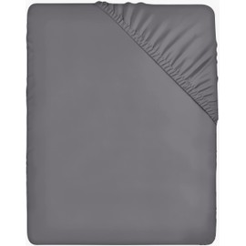 Utopia Bedding Fitted Sheet Double, Grey - Deep Pocket 14 inch (35 cm) - Easy Care - Soft Brushed Microfibre Fabric - Shrinkage and Fade Resistant - Bottom Sheet