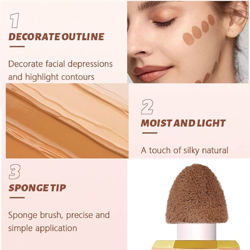 Liquid Contour Stick with Sponge Tip - Waterproof, Long-Lasting Sculpted