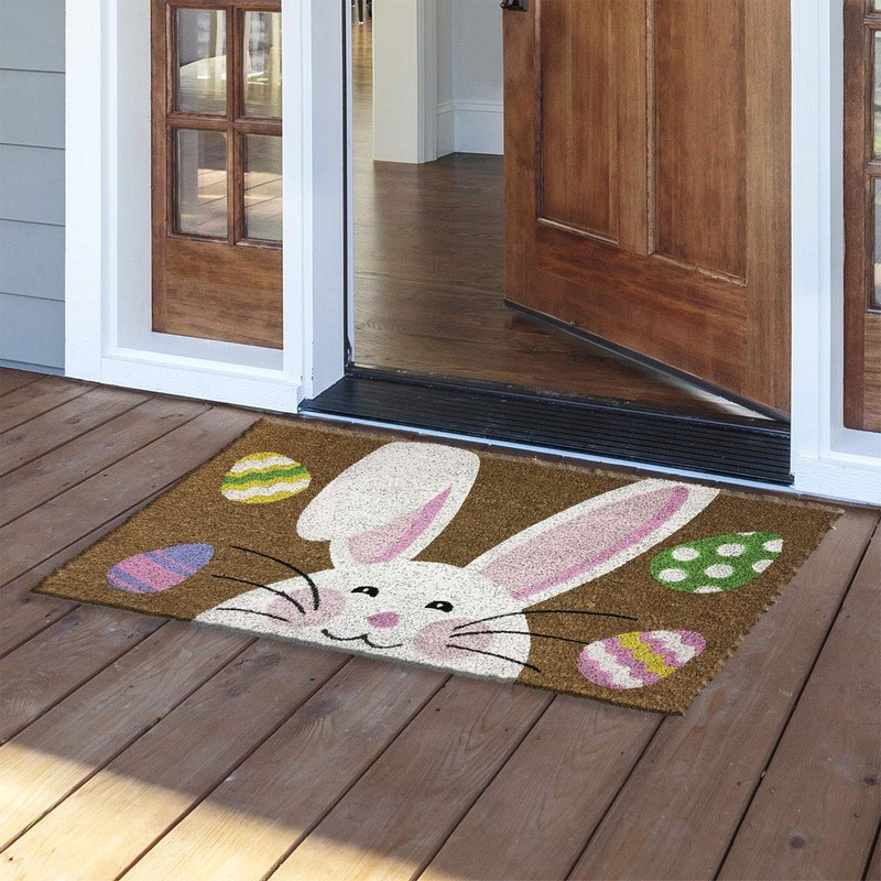 Happy Easter Bunny Natural Fiber Coir Doormat