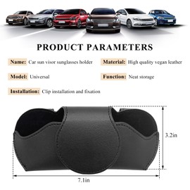 SHMZK Sunglasses Holder for Car Visor, Leather Magnetic Visor Glasses Protective Storage Case, Universal Vehicle Sun Visor Eyeglasses Holder Clip Organizer Box, Car Accessories (Black)