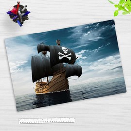 Desk Mat for Children and Adults - "Pirate Ship" - Made of Premium Vinyl (Plastic) - 60 x 40 cm - Non-Slip Desk Mat with Best Protection - Made in Germany