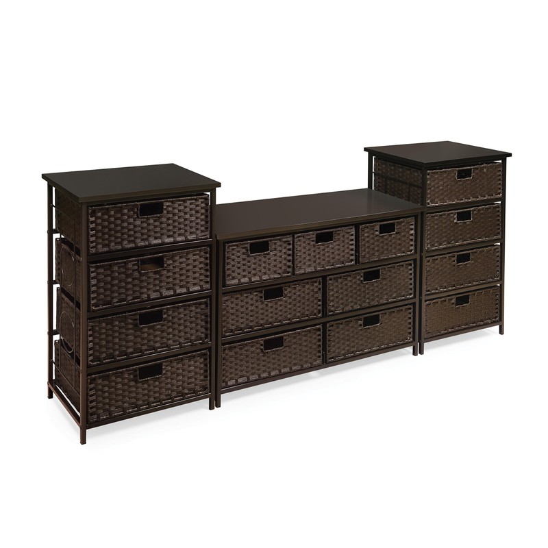 August Collection Tall Four Basket Drawer Storage Unit