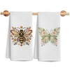 Floral Bee Butterfly Kitchen Towels 16x24 Inch Set of 2