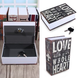 Ymiko Cash Box, Fire Proof Safe Box, Small Safe, Secret Safe Dictionary Book, for Money, Cash, Coins, Jewelry (LOVE)