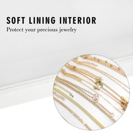 Siveit Necklace Organizer Box Premium 20 Hooks Velvet Necklace Display Jewelry Tray with Transparent Lid Jewelry Necklace Display Box for Necklace Pendants Suitable for Women and Girls (Ivory)