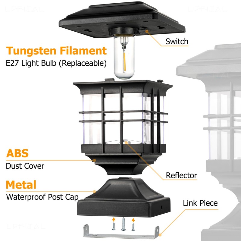Lffital Solar Post Lights Outdoor Solar Cap Lights Deck Fence