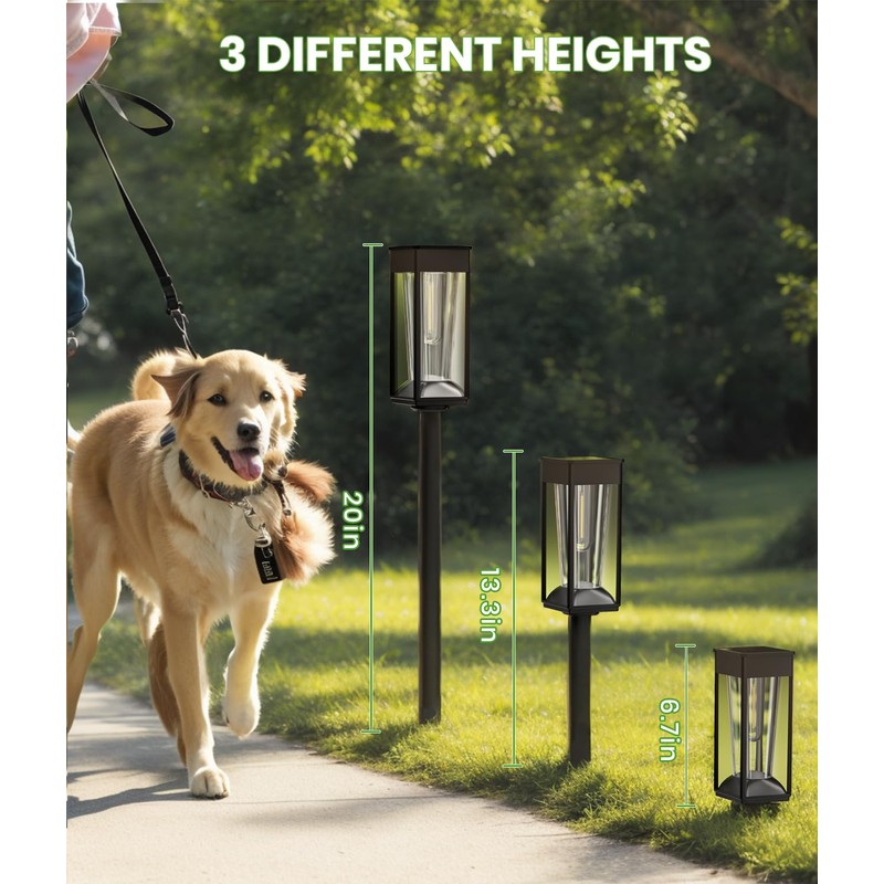 BITPOTT Bright Solar Pathway Lights Outdoor 2 Pack, 2-in-1 Warm&Cool