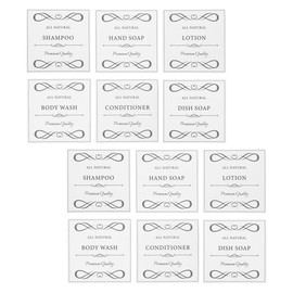 12 Piezas Etiquetas Impermeables Adhesivas Para Frascos De JabóN De BañO Pegatinas Resistentes Al Agua Para Dispensadores De LocióN Shampoo Y Botellas