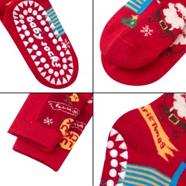 Meeshine Toddler Kids Christmas Socks Baby No Slip Grip Socks Xmas Holiday Cotton Ankle Socks Boys Girls 1-8T