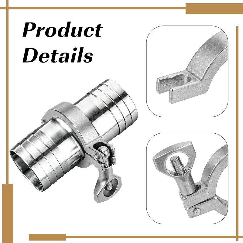 CUTHOLLOW 1.5" Tri Clamp Kit, 10Pcs 304 Stainless Steel Sanitary
