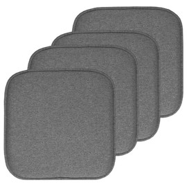 Jacquard Cover Memory Foam Square Non-Slip Indoor Outdoor Patio Chair Cushions Set of 4 | Dark Gray Grey Color All Weather Dining Lounge Thick Soft Comfortable Fade UV Water Proof 16" X 16"