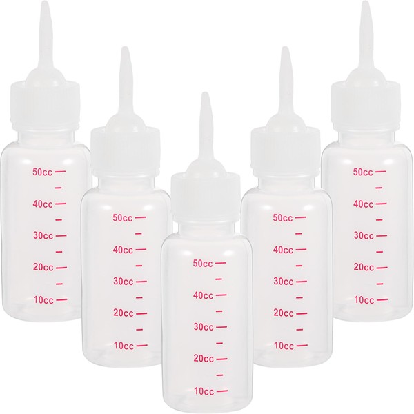 ledmomo Kitten Bottle, 1.6 fl oz (50 cc), Set of 5, Pet Bottle, 0.1 inch (3 mm) Ultra Thin Nipples, Suitable for 1 Week Age, Infuser, Water Supply, For Dogs and Cats, Hydration, Liquid Food, Nursing,